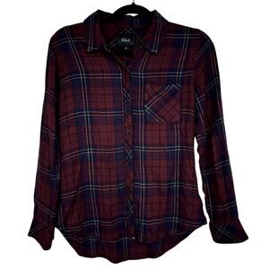 Rails Red Blue Plaid Button Down Shirt Womens XS Casual Fall Flannel Preppy